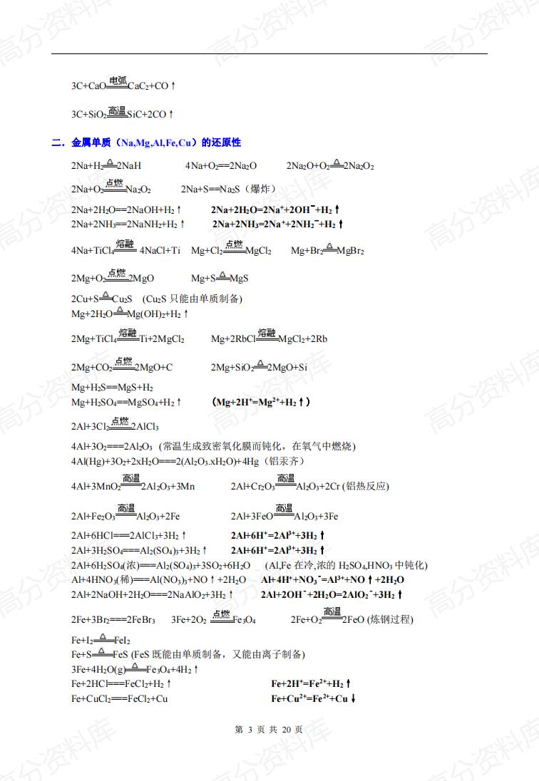 高中化学-高中化学必修一必修二必修三方程式(总)插图高中化学2