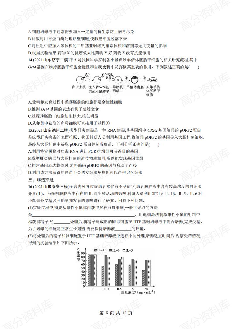 高中生物-高考生物复习《细胞工程和基因工程》专项练习及答案插图高中生物4