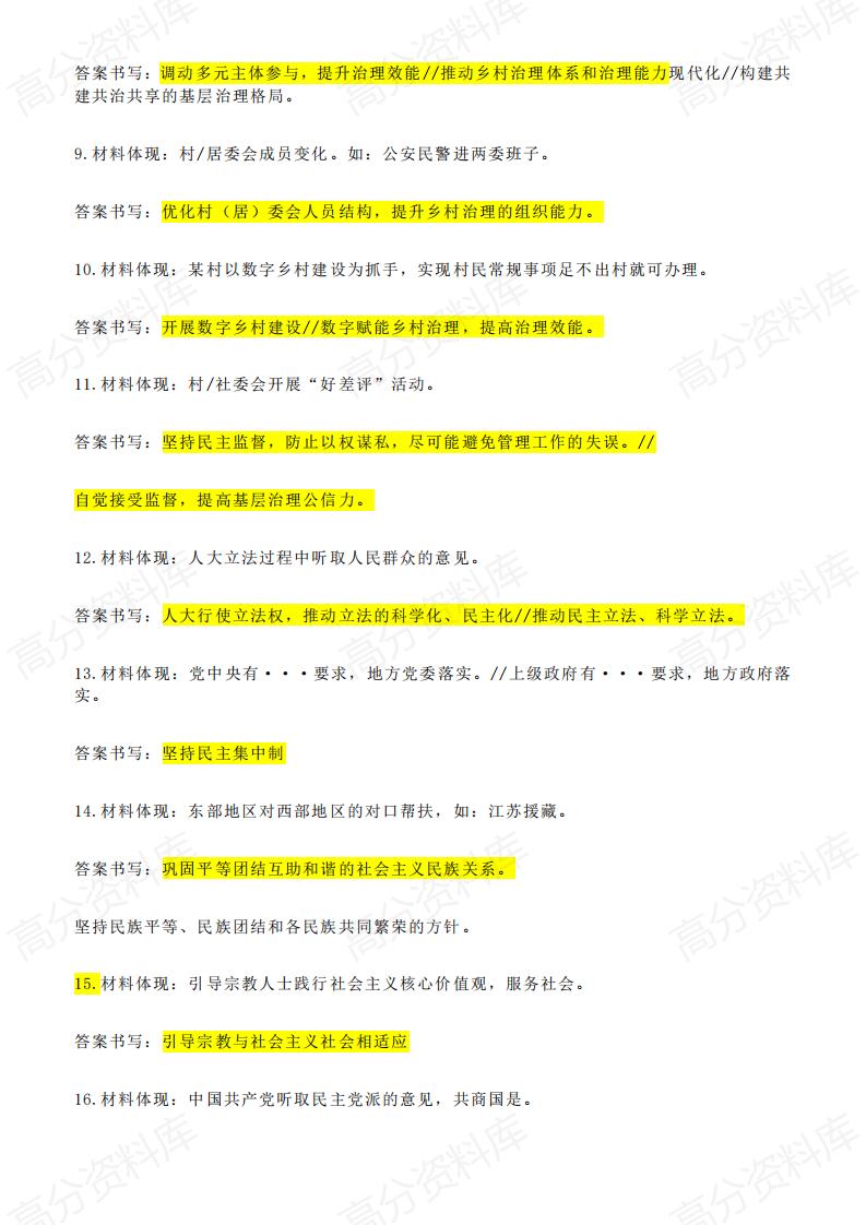 高中政治-《政治与法治》大题常见答题术语总结插图高中政治1