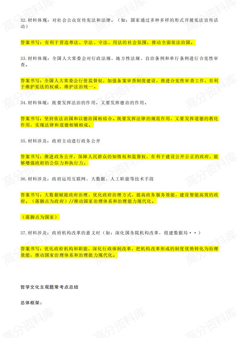 高中政治-《政治与法治》大题常见答题术语总结插图高中政治4