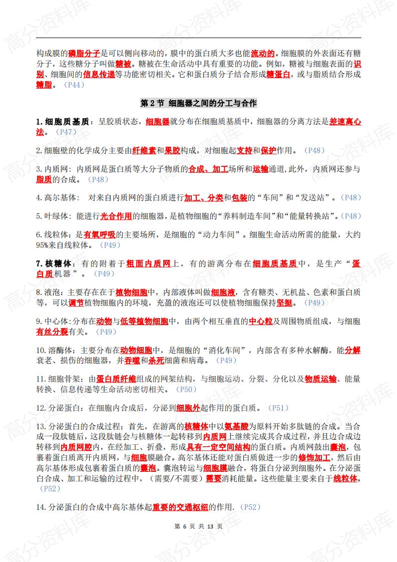 高中生物-高中生物新教材必修1核心概念全归纳插图高中生物5