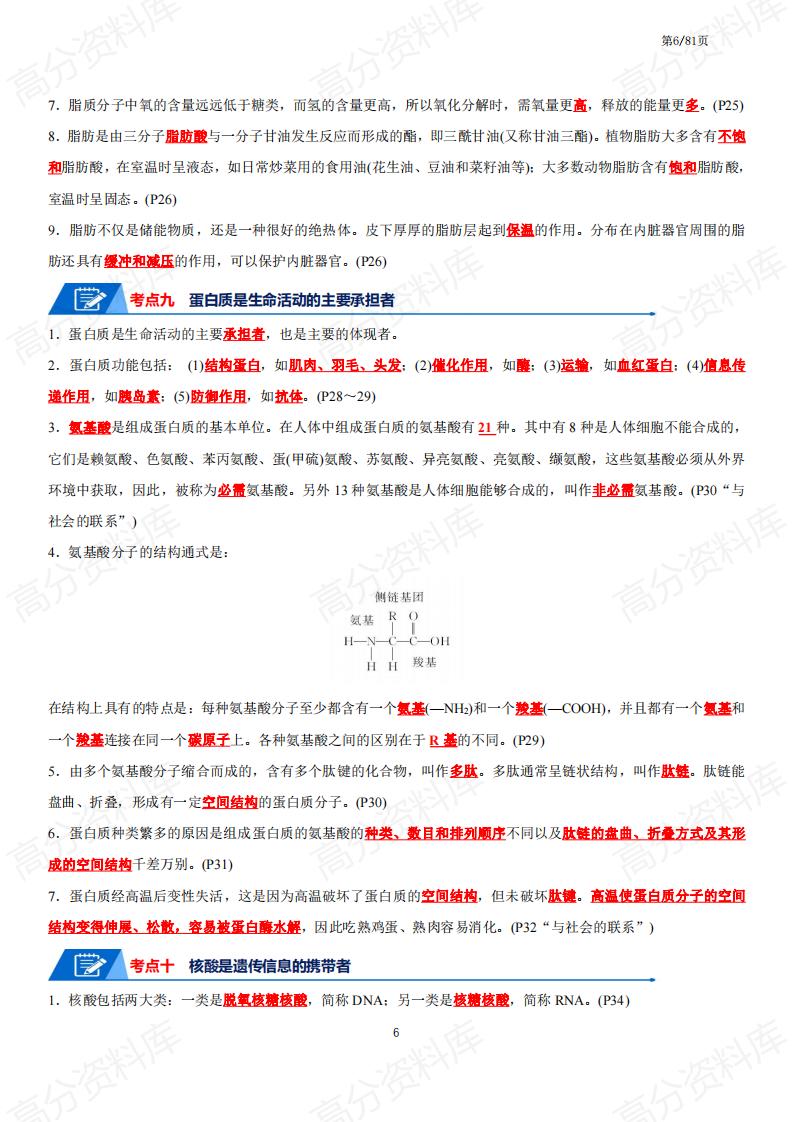 高中生物-高考生物知识总结快速记忆答案版（共81页）插图高中生物5