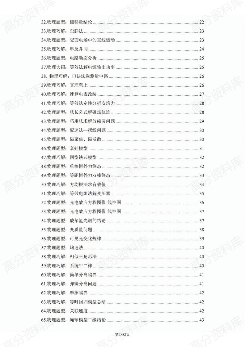 高中物理-高考物理二级结论口诀及例题（含答案）插图高中物理1