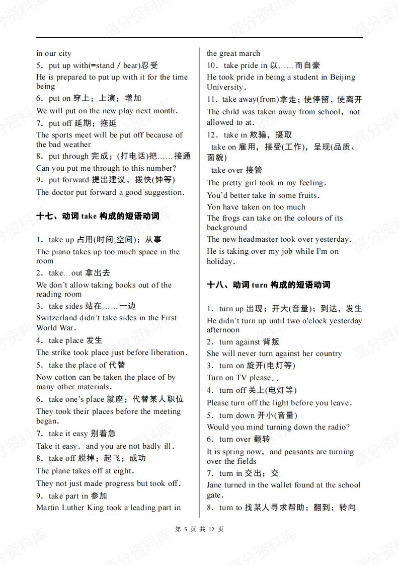 高中英语-高考英语重要短语动词强化记忆（共24组）插图高中英语4