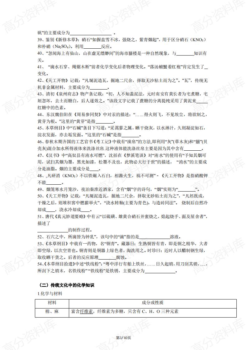 高中化学-2024年高考化学常识汇编（含答案）插图高中化学2