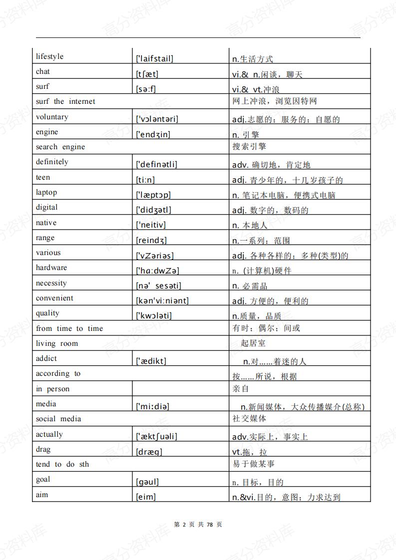 高中英语-新北师大版高中英语单词表插图高中英语1