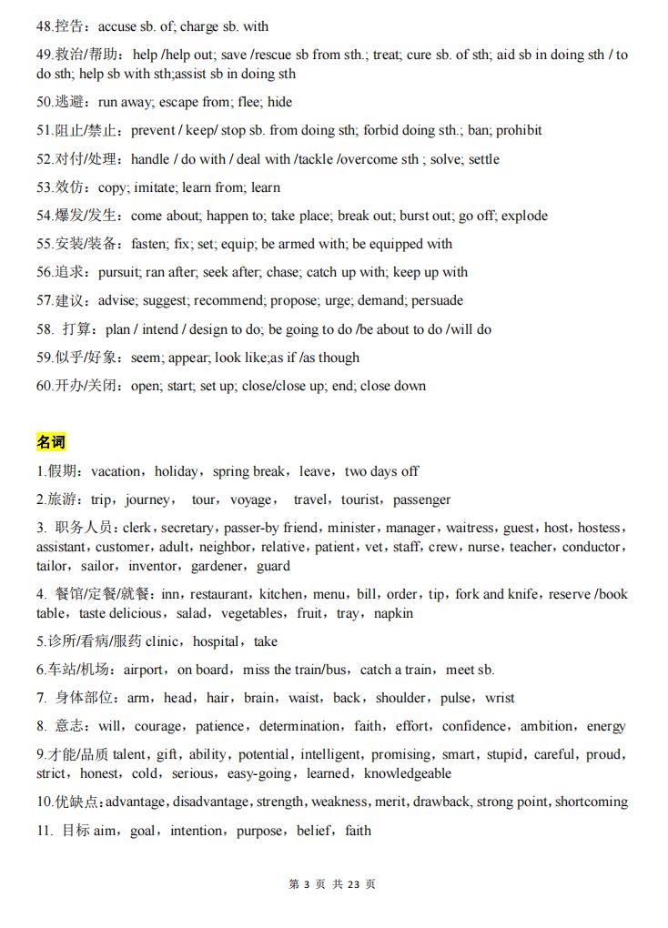 高中英语-完形填空常考的4类高频词+450个高频词组！插图高中英语2