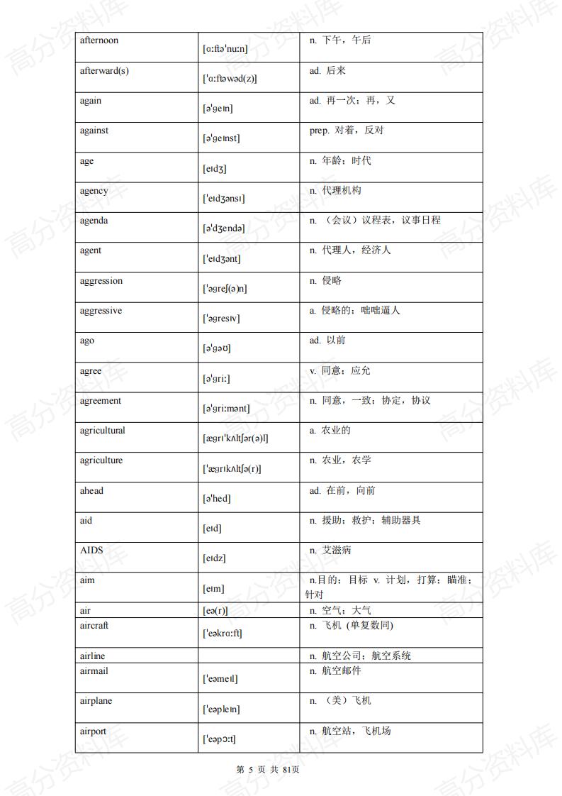 高中英语-高考必备英语词汇表格排版3500词插图高中英语4