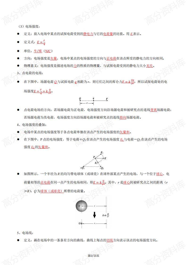 高中物理-高二上学期物理知识清单插图高中物理4