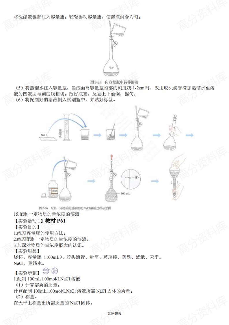 高中化学-新人教版高中化学（全五册）教材实验梳理插图高中化学5