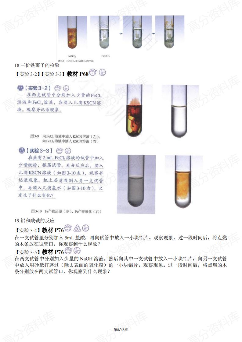 高中化学-新人教版高中化学（全五册）教材实验梳理插图高中化学7