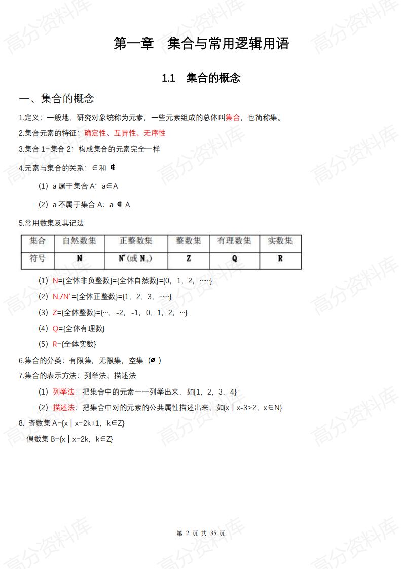 高中数学-高中数学人教A版必修第一册知识点总结（2019新教材）插图高中数学1