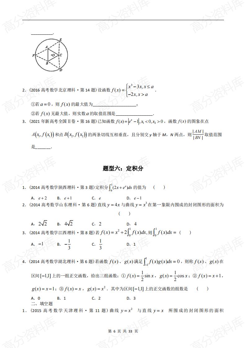 高中数学-高考数学十年（2014-2023）真题汇编：导数选择、填空（含答案解析）插图高中数学5