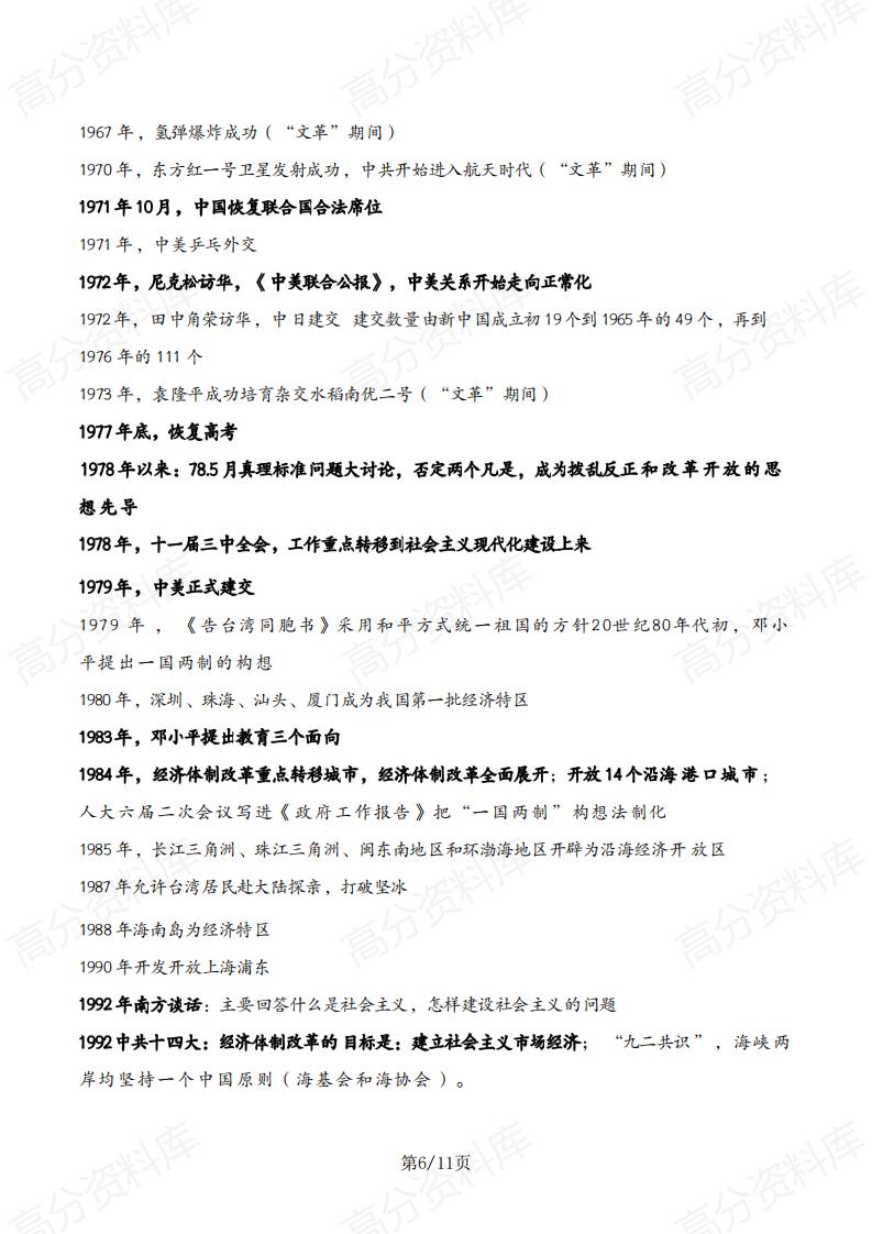 高中历史-2024届高考复习中外历史纲要重要时间汇总(知识清单)插图高中历史5