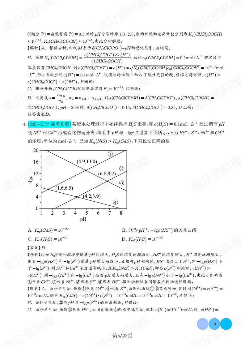 高中化学-水溶液中平衡图像的拓展与探析（原卷解析版）插图高中化学4