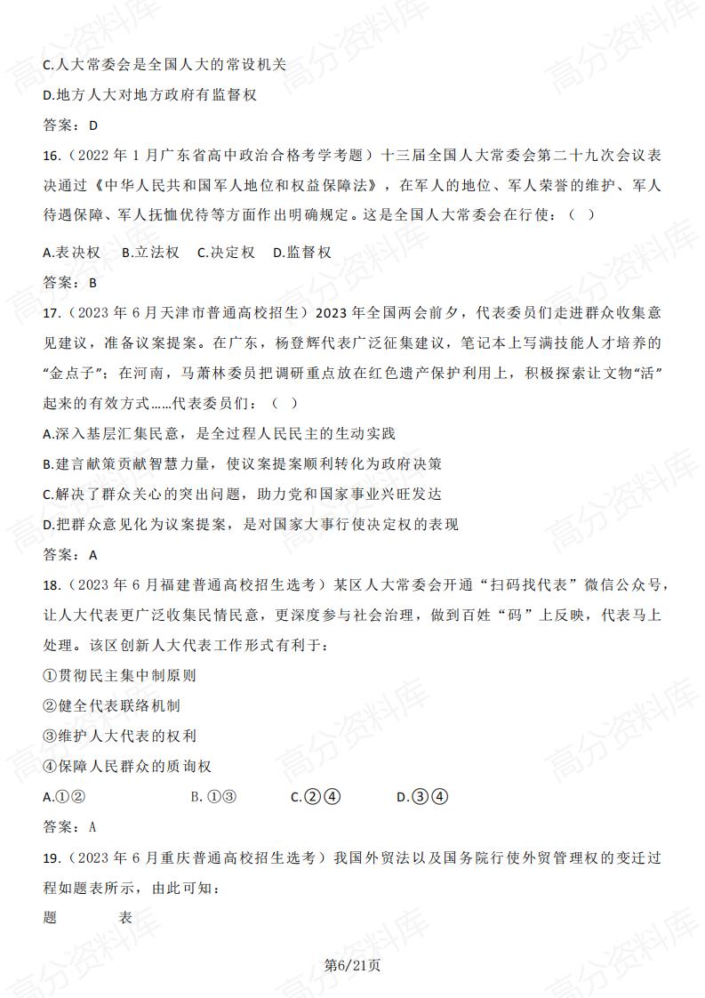 高中政治-2025高考热点备考-人民代表大会制度专题插图高中政治5