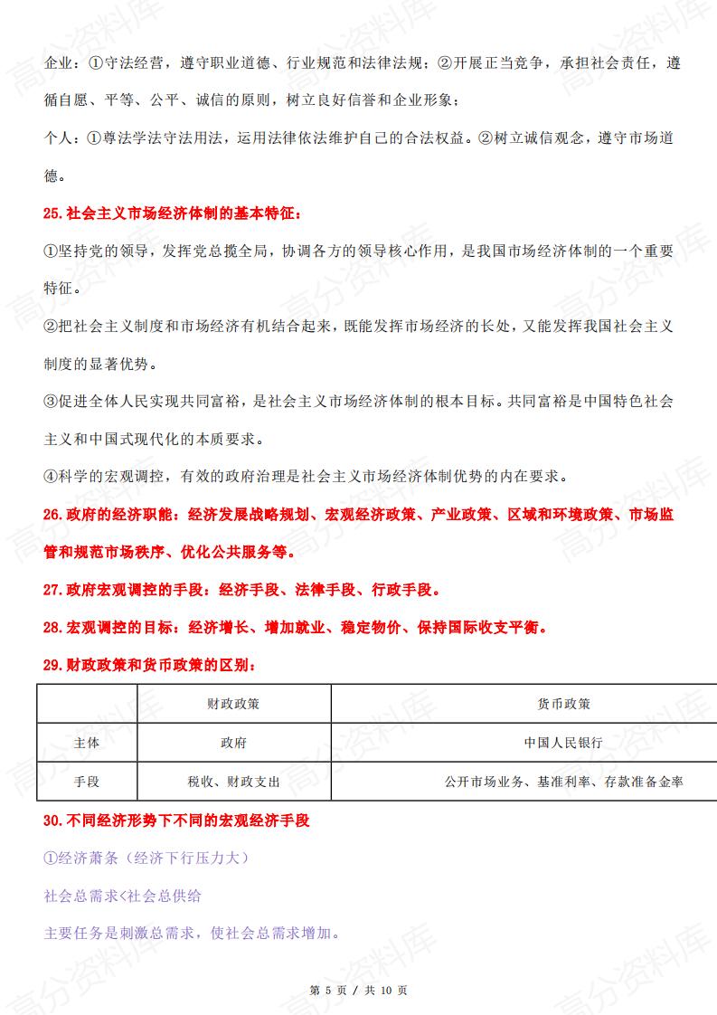 高中政治-2025高考政治必修2《经济与社会》必备知识细节插图高中政治4