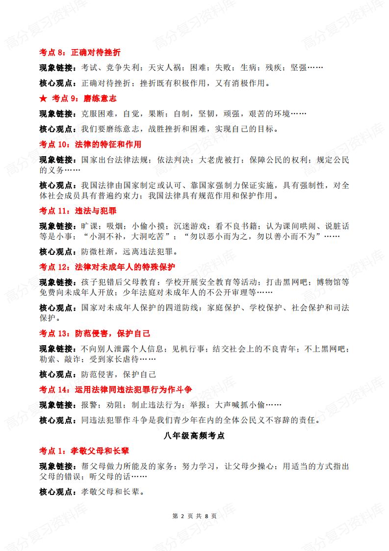 初中道法 | 三年52个高频考点知识汇总插图初中道法1