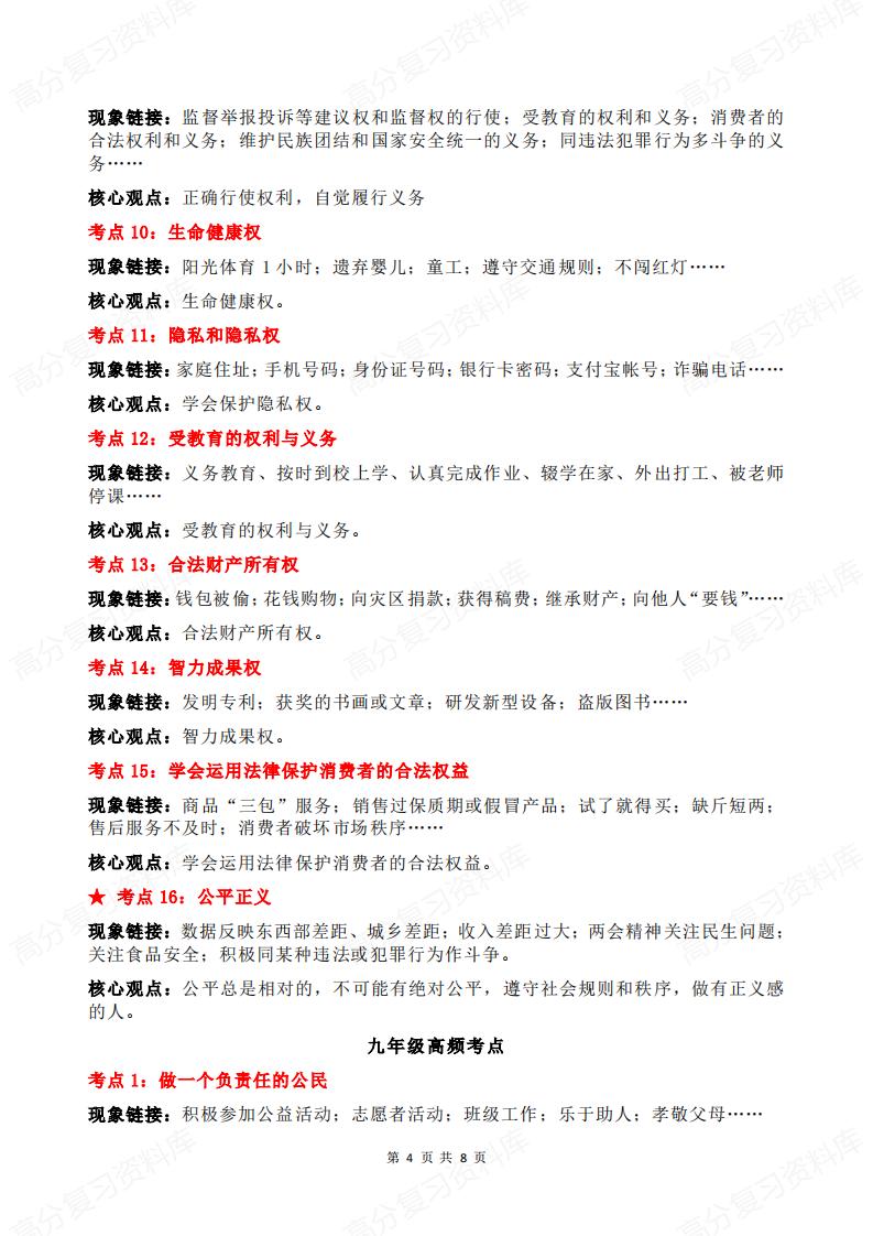 初中道法 | 三年52个高频考点知识汇总插图初中道法3