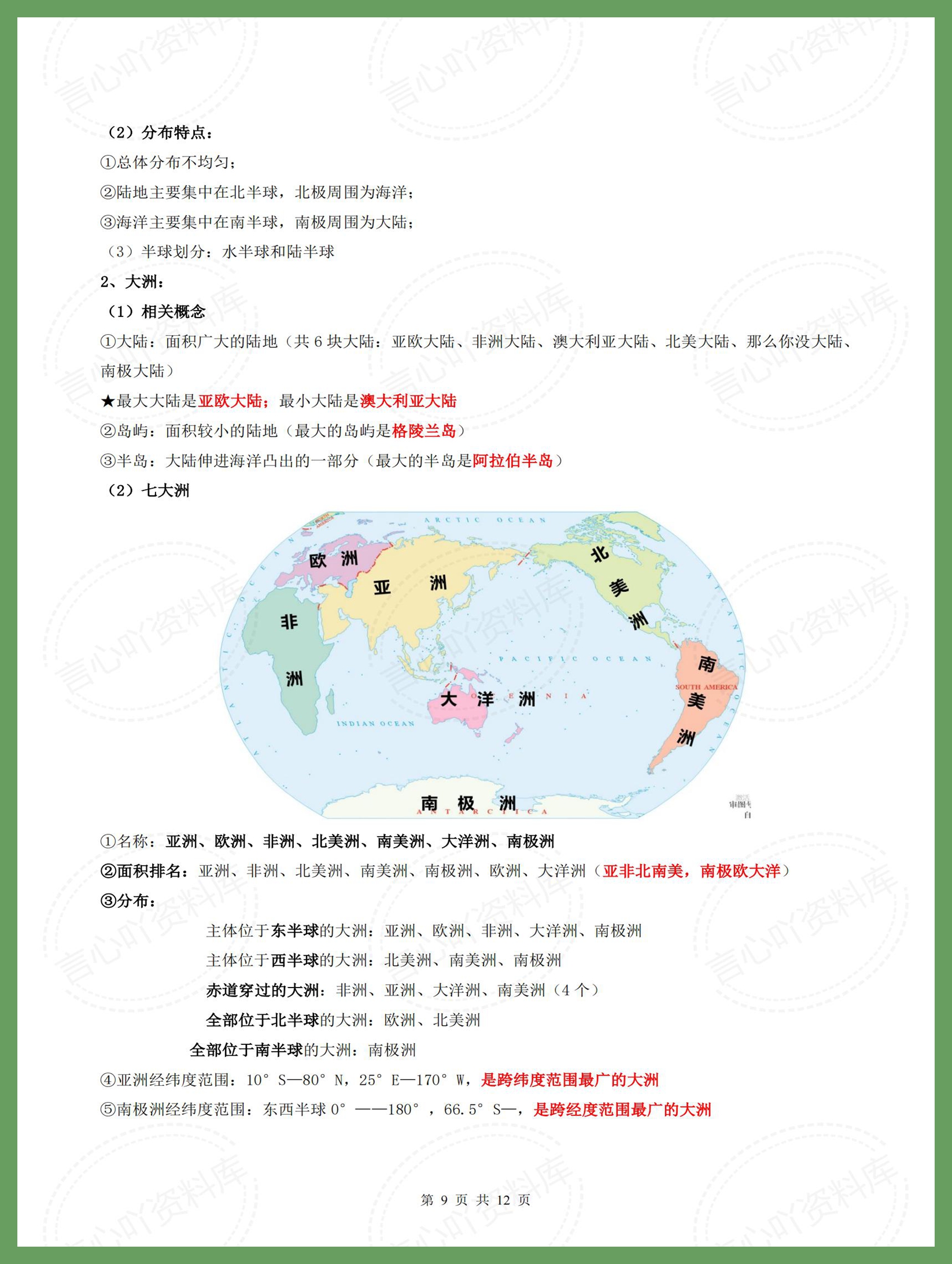 初中地理 | 七年级上秋新教材期中知识点插图初中地理5