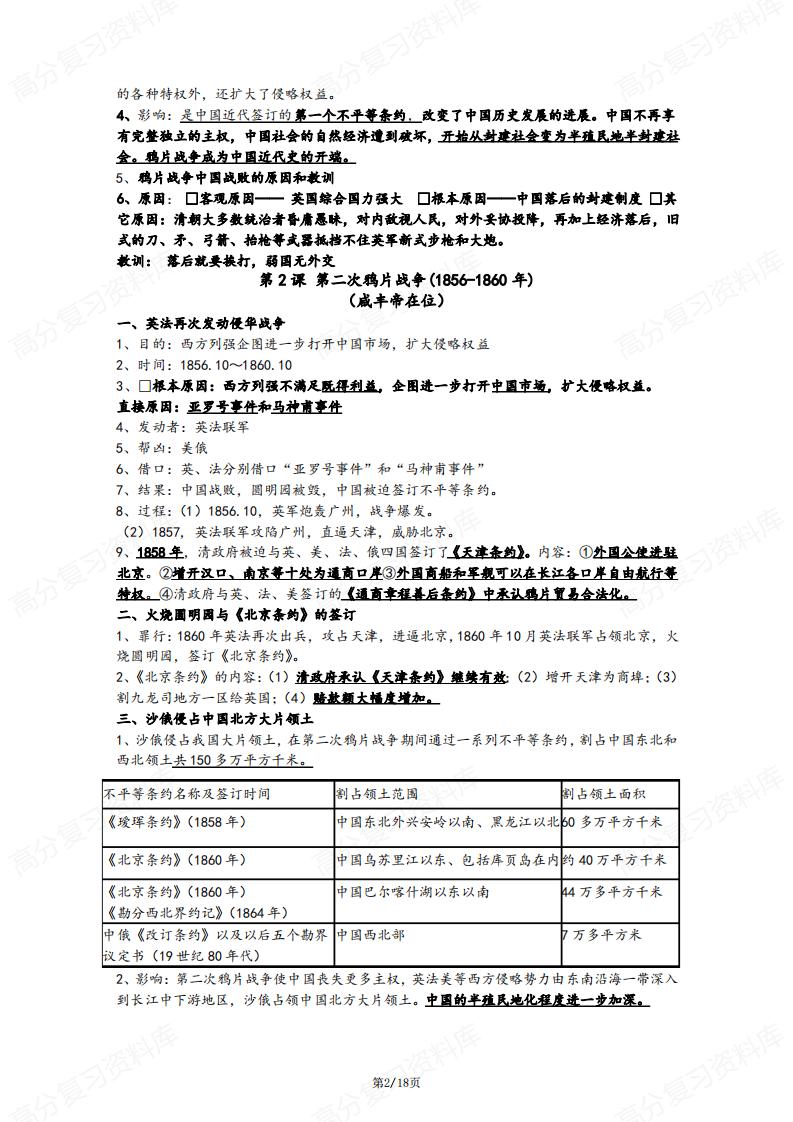 初中历史 | 八上新版知识点总结梳理插图初中历史1