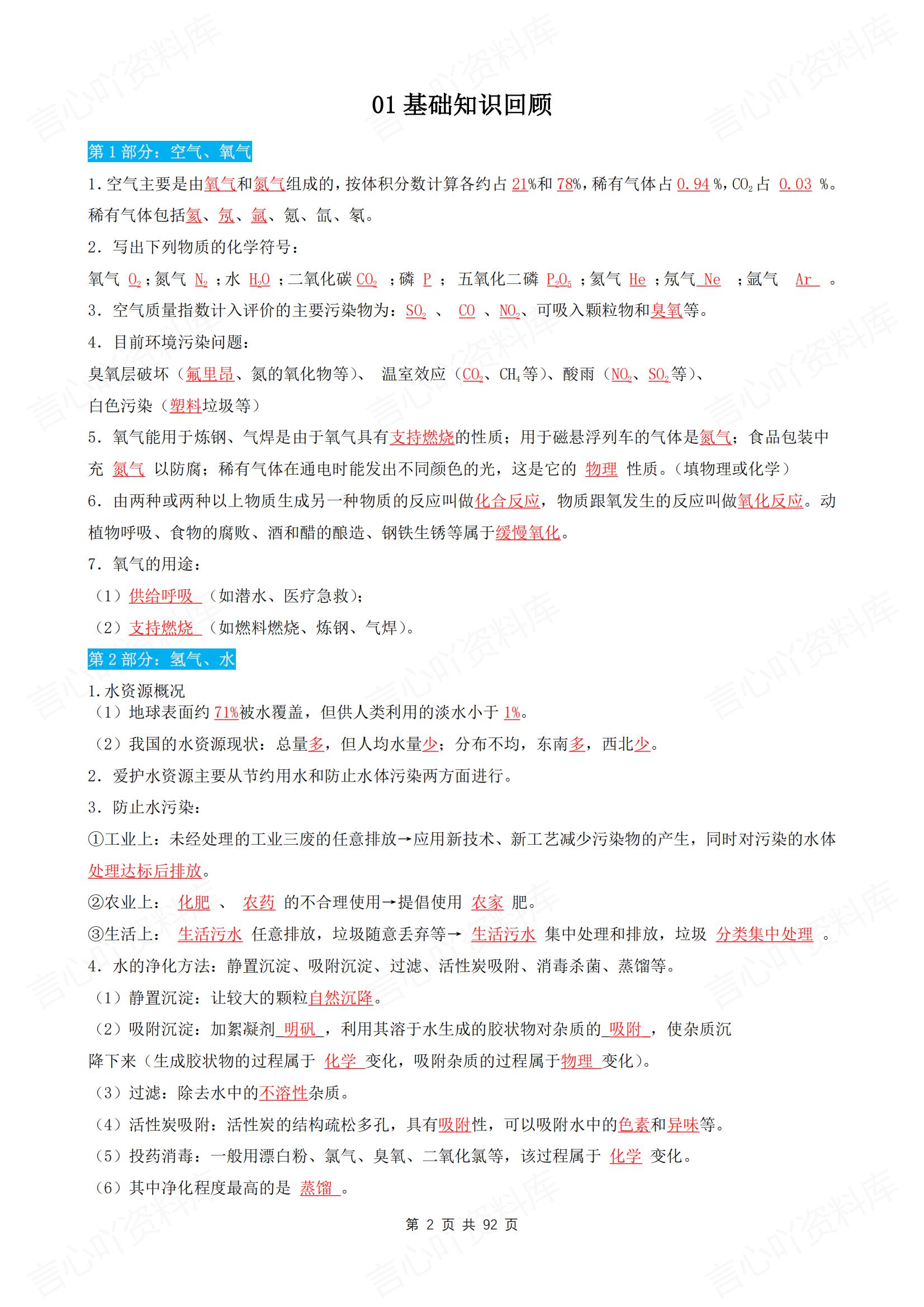 初中化学 | 中考化学专题复习全面汇总梳理插图初中化学1