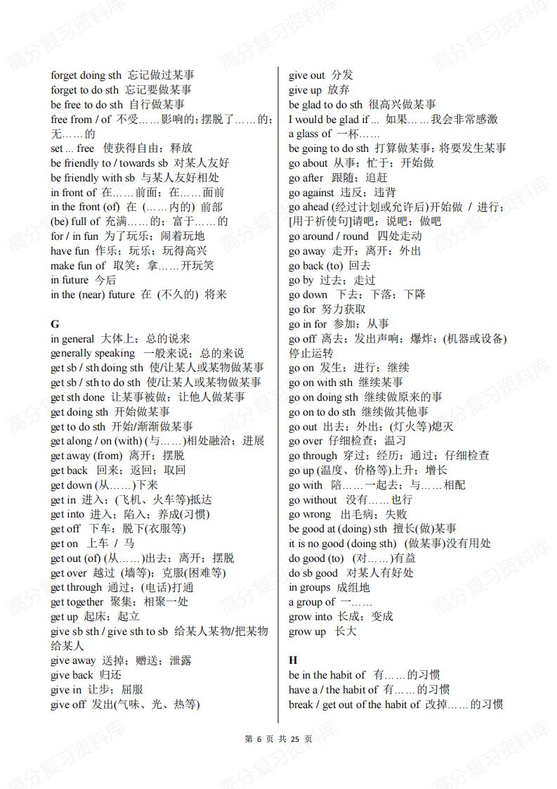 初中英语 | 1920个常见固定搭配考前复习插图初中英语5