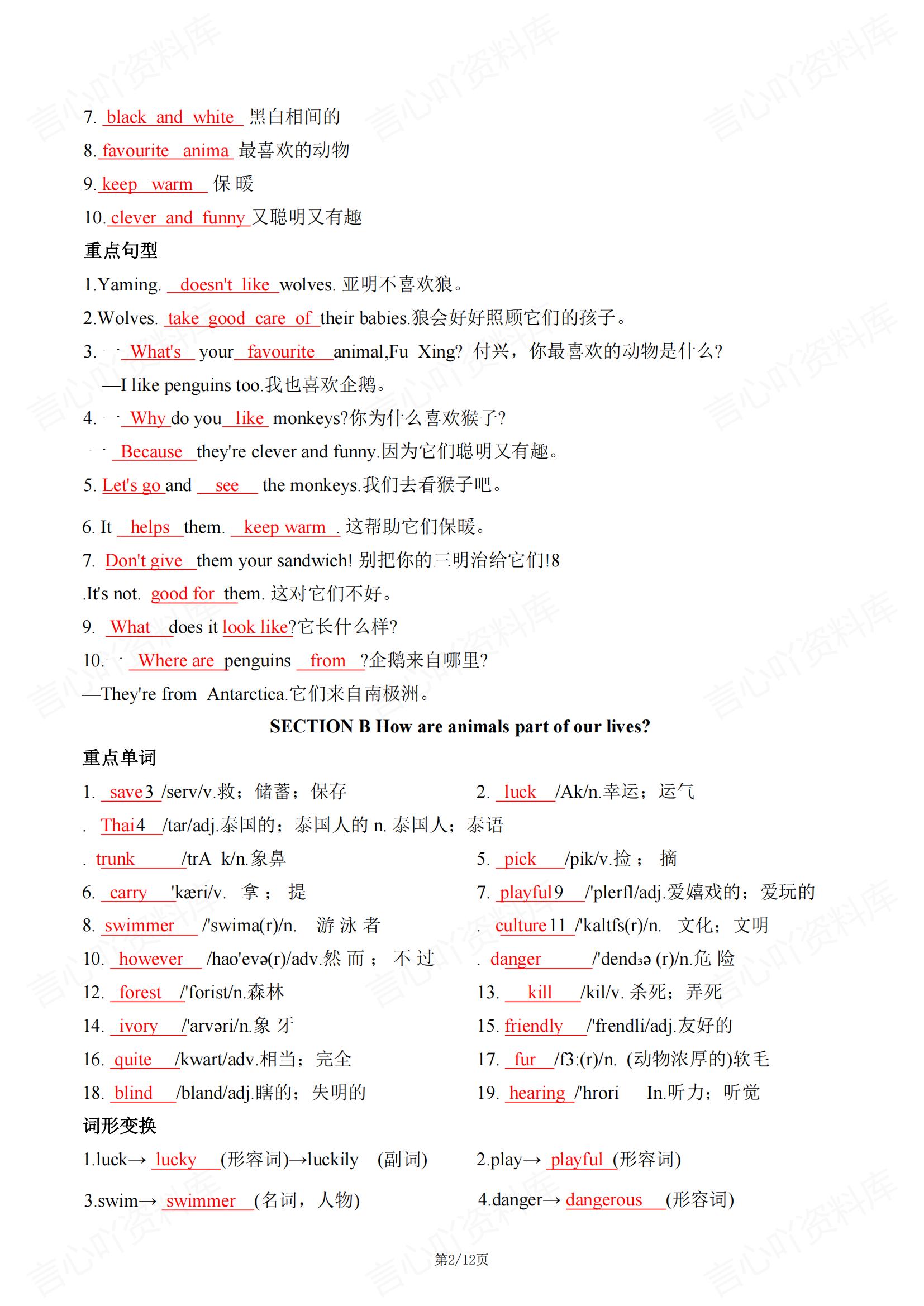 初中英语-2025春新教材人教版七年级下册英语知识点背诵清单插图初中英语1