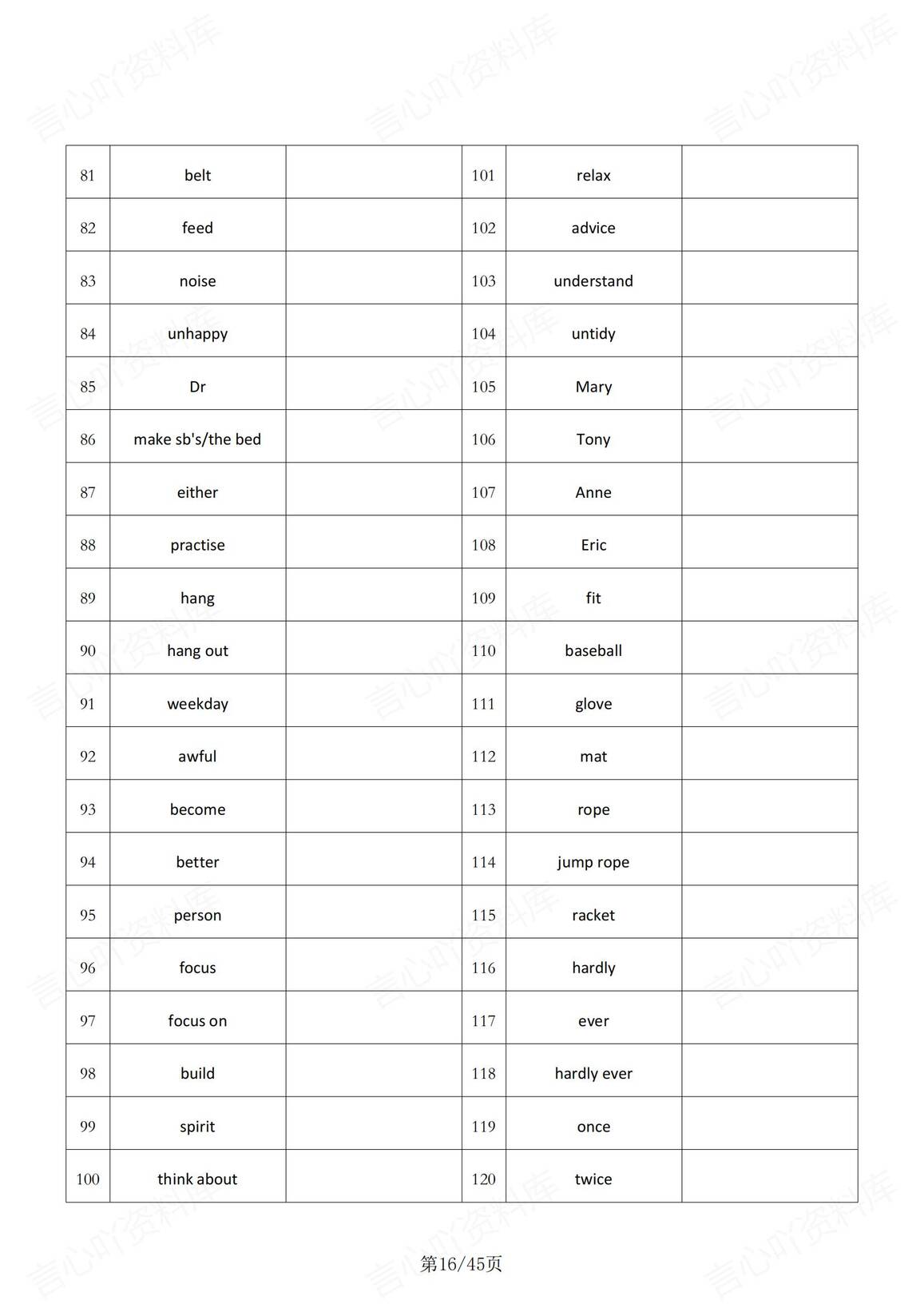 初中英语 | 人教版七下新单词表中英互译写插图初中英语5