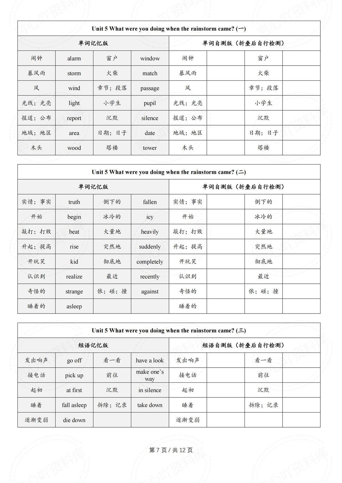 初中英语-2025春新人教版八年级下册单词过关自测小纸条插图初中英语4