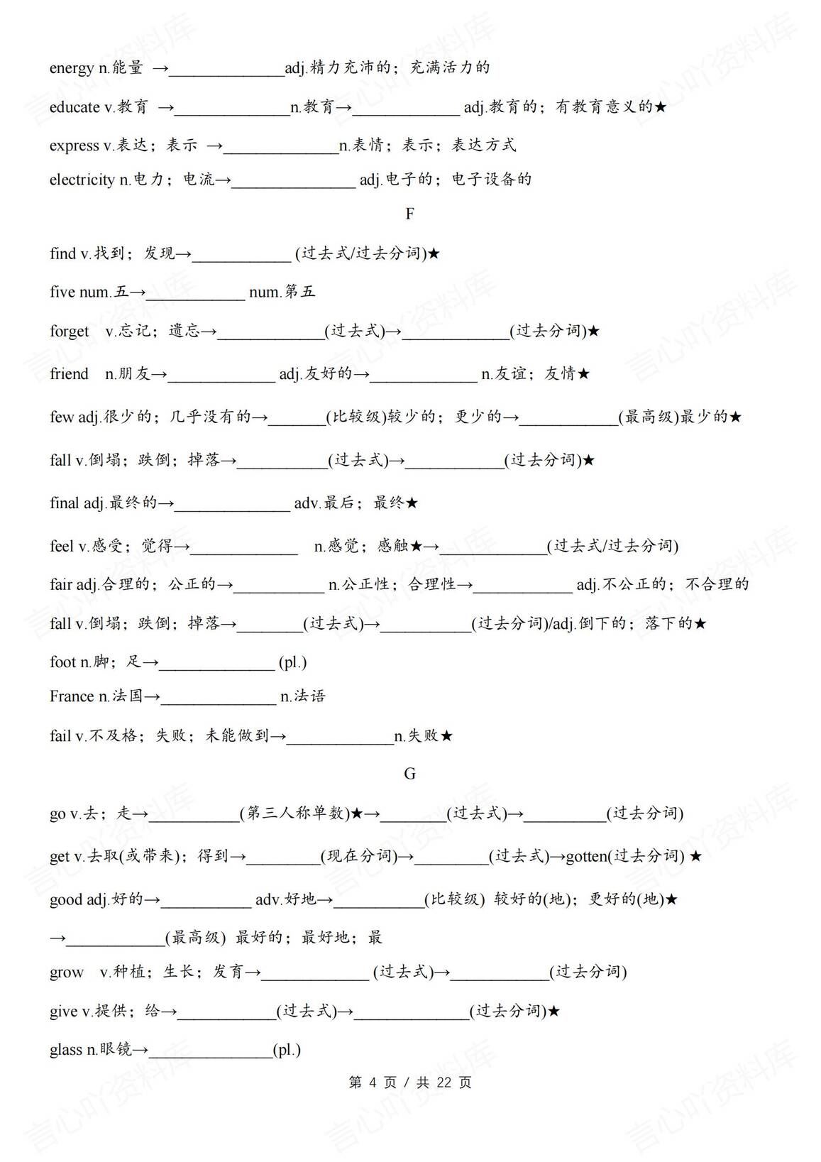 初中英语 | 中考高频词汇变形专项默写背诵插图初中英语3