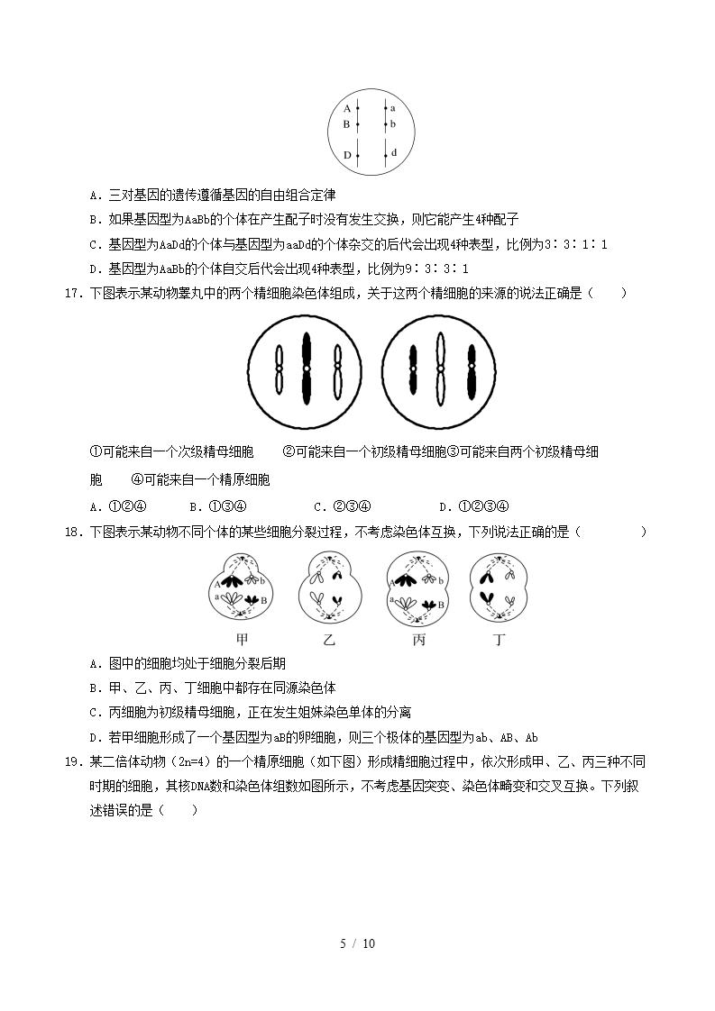 高中生物-高一下学期月考试卷第1次答案解析人教版插图同步试卷专项4