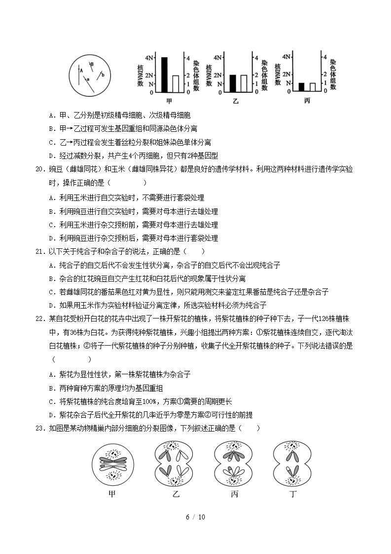 高中生物-高一下学期月考试卷第1次答案解析人教版插图同步试卷专项5