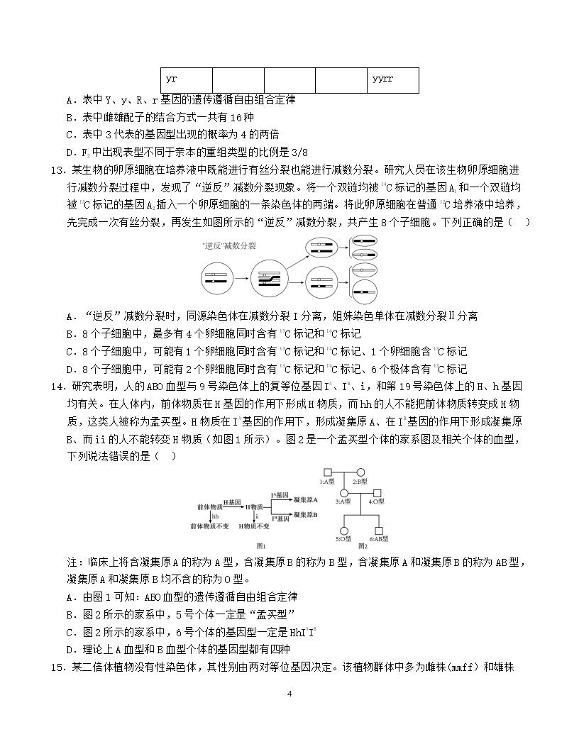 高中生物-高一下学期月考试卷第1次答案解析通用版插图同步试卷专项3