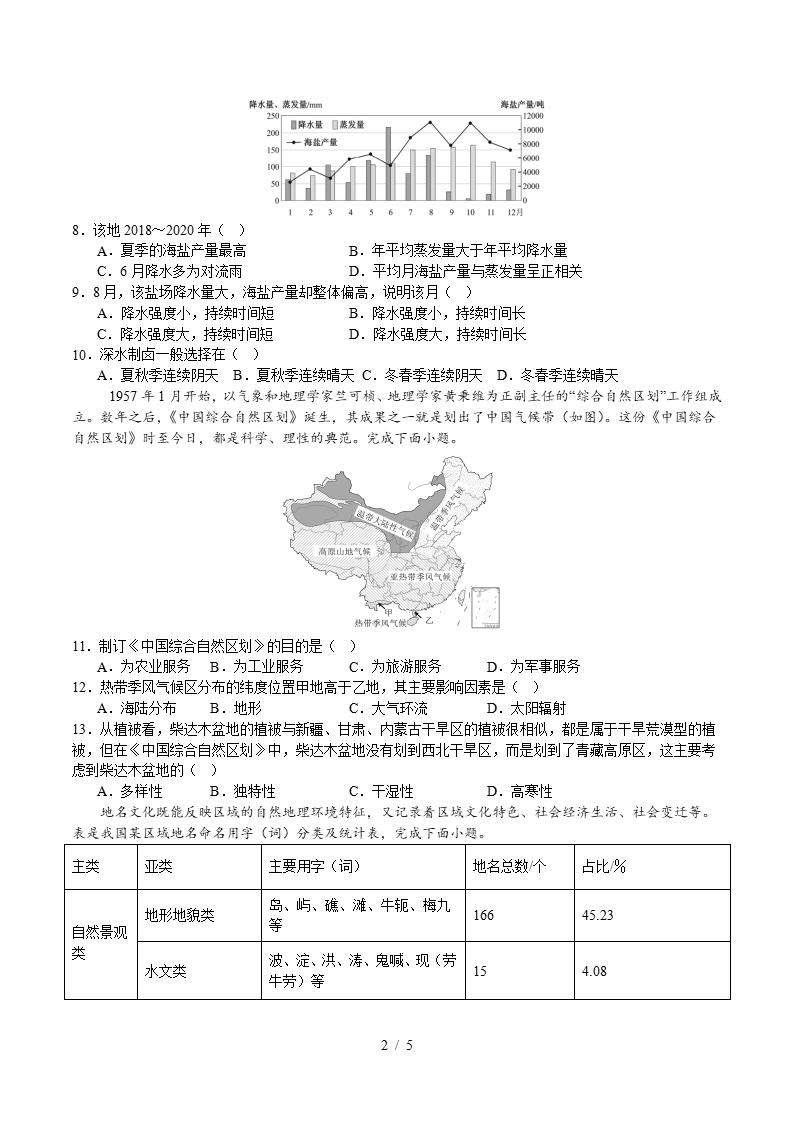高中地理-高二下学期月考试卷第1次答案解析湘教版插图同步试卷专项1