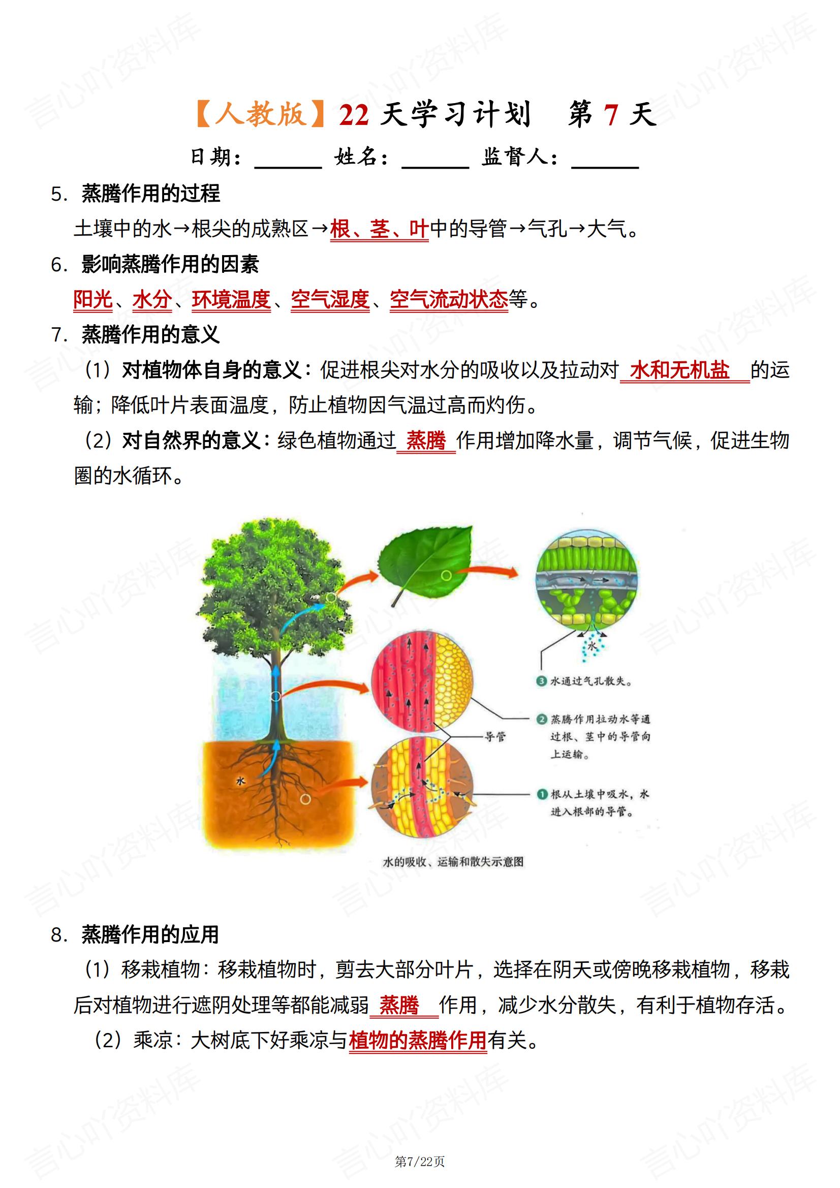 初中生物 | 人教版七下新单元知识背诵清单插图初中生物6