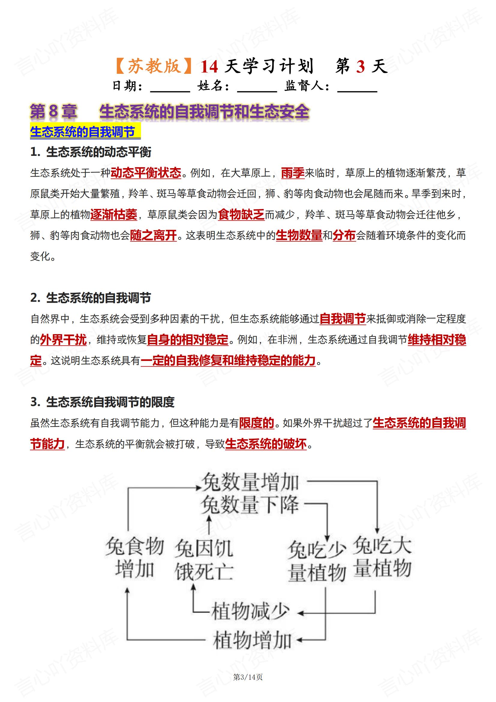 初中生物 | 苏教版七下新单元知识背诵清单插图初中生物2