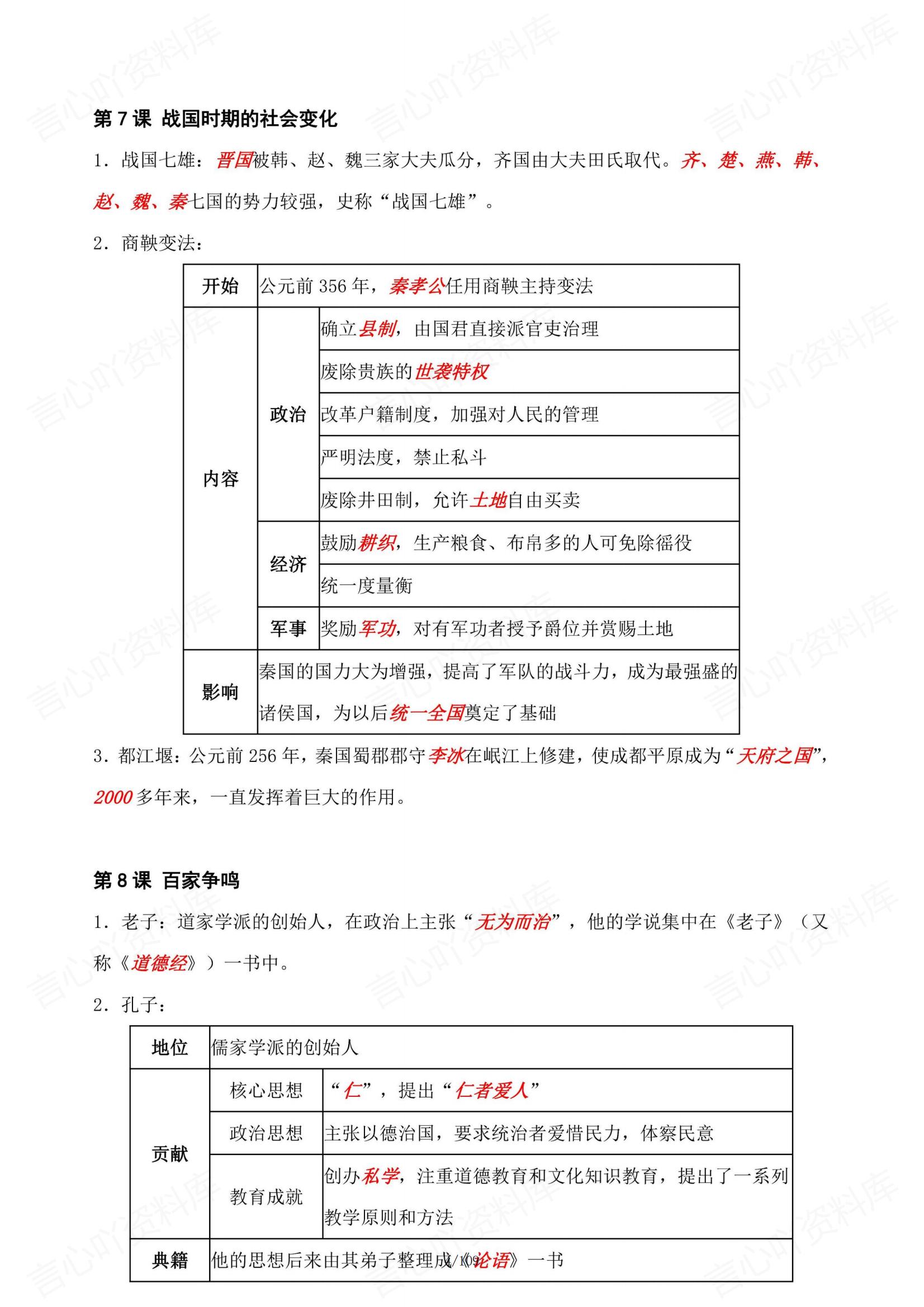 初中历史 | 中考复习7-9知识点汇总梳理插图初中历史3