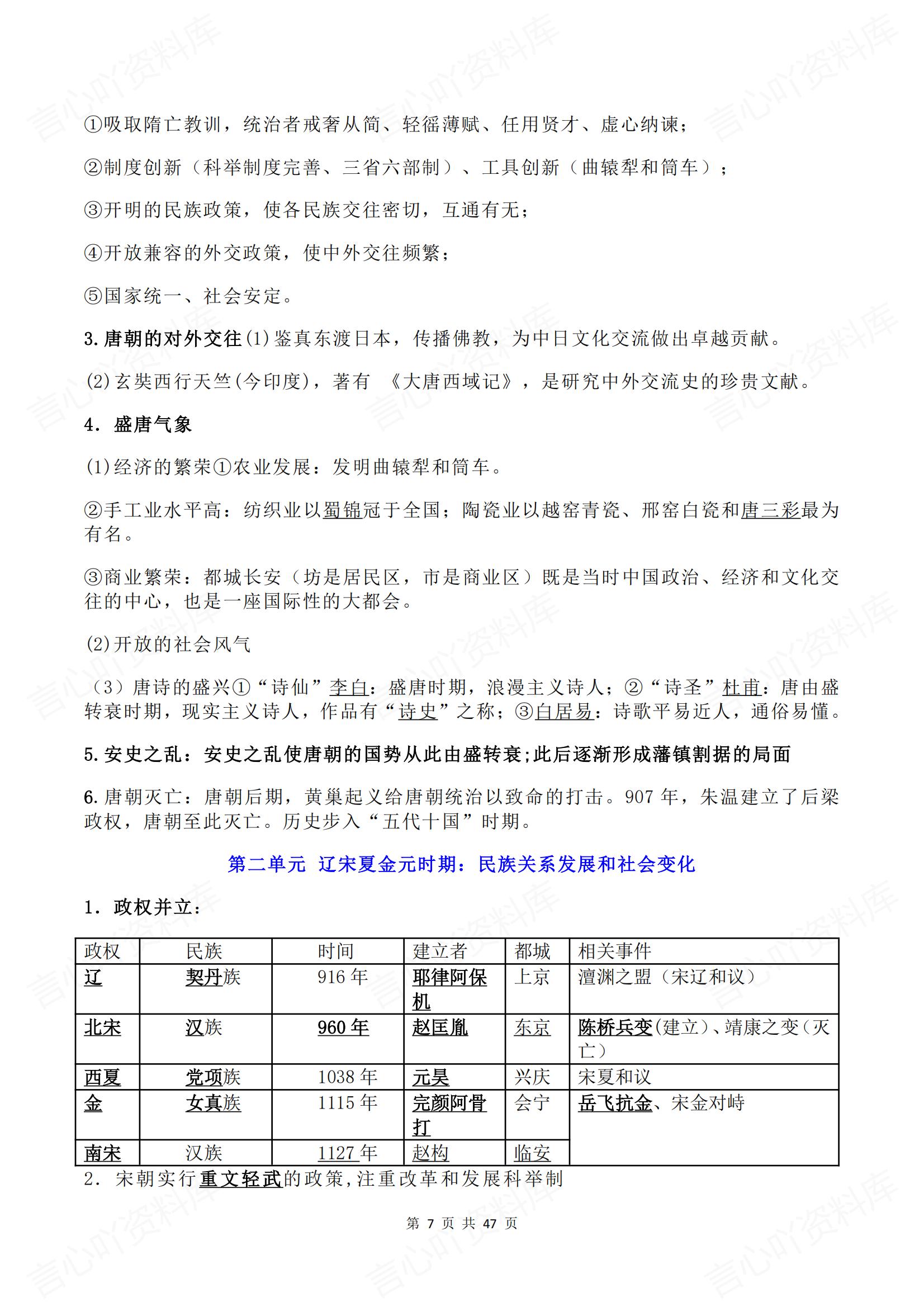 初中历史 | 中考总复习单元同步知识梳理插图初中历史6