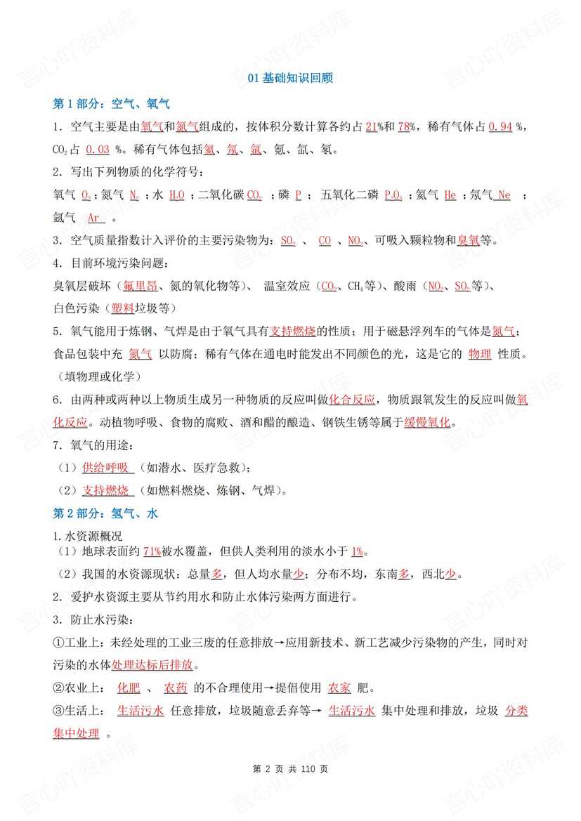 初中化学 | 中考总复习17专题全梳理总结插图初中化学1