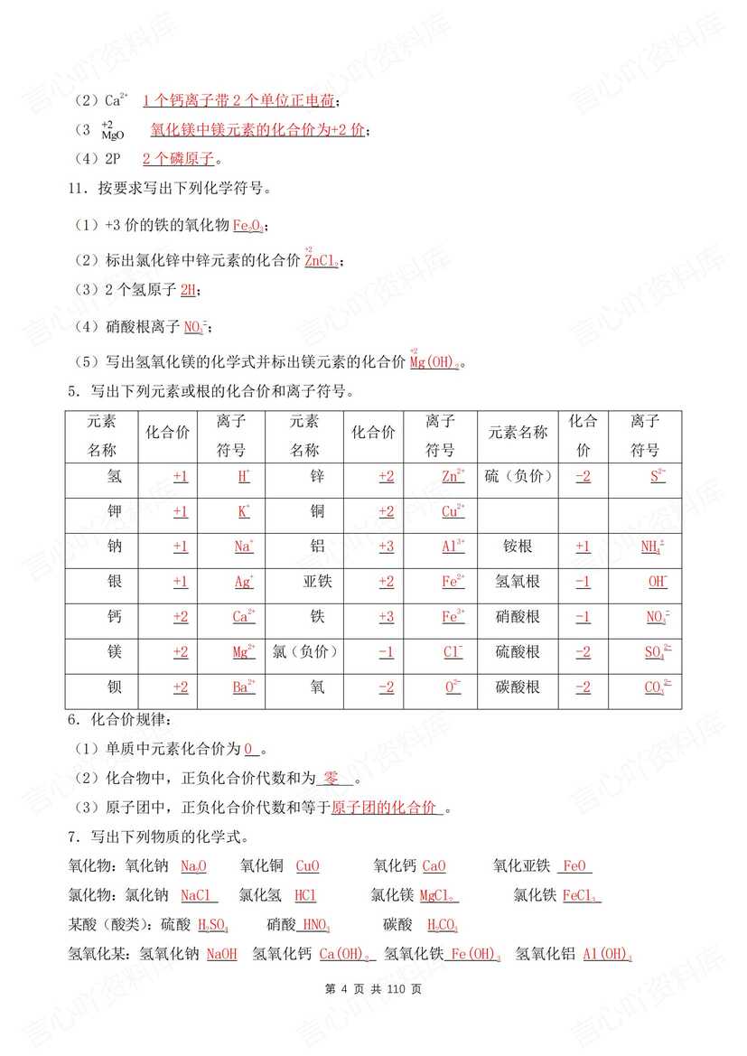 初中化学 | 中考总复习17专题全梳理总结插图初中化学3