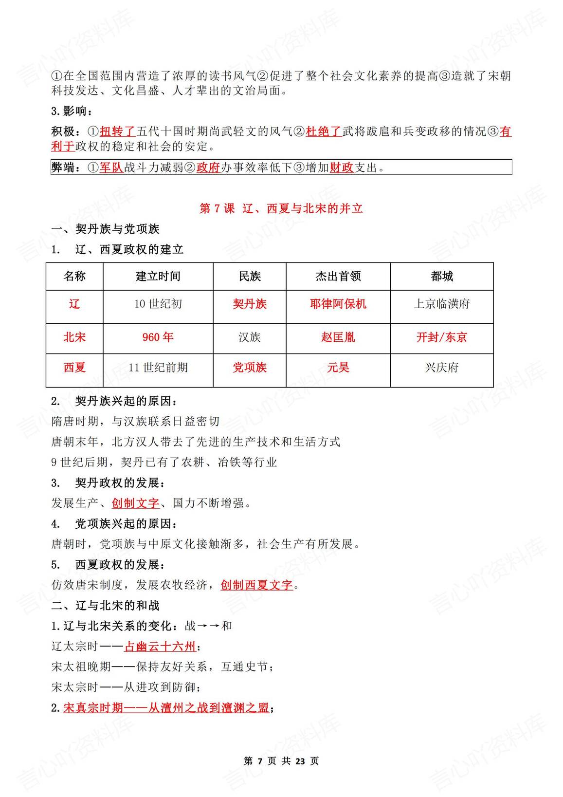 初中历史-2025春新教材人教版七年级下册历史知识点总结1-21课重点标红内容插图初中历史4