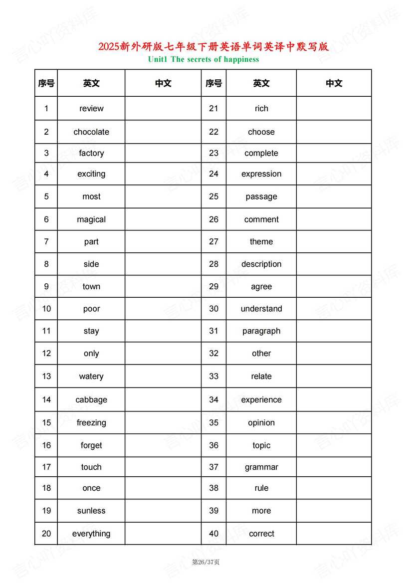 初中英语-2025新外研版七年级下单词表（背诵+中英互译）插图初中英语7
