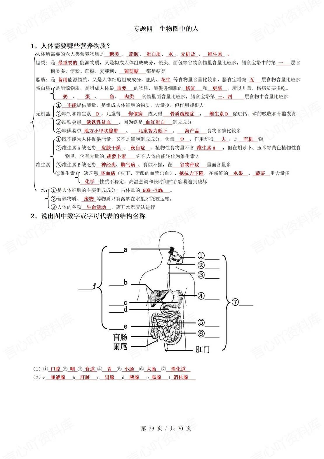 初中生物 | 会考思维导图填空背默知识清单插图初中生物5