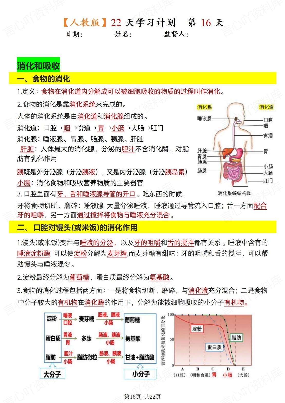 初中生物 | 人教版七下新填空默写背诵纸条插图初中生物5