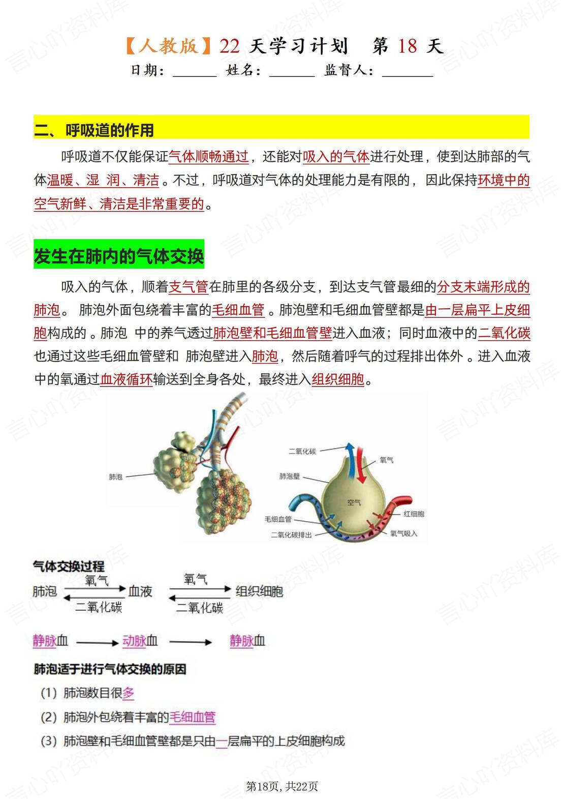 初中生物 | 人教版七下新填空默写背诵纸条插图初中生物6