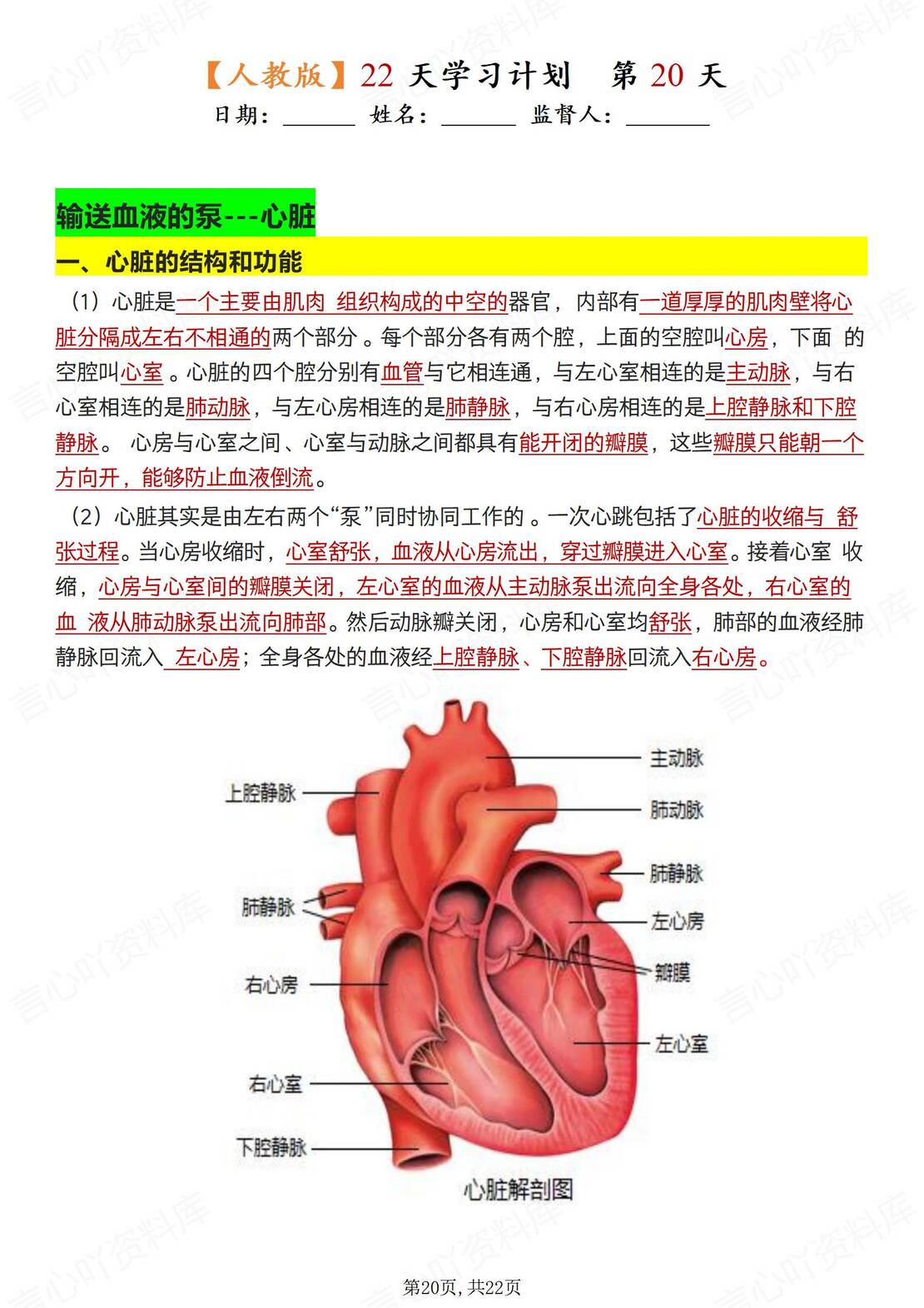 初中生物 | 人教版七下新填空默写背诵纸条插图初中生物7