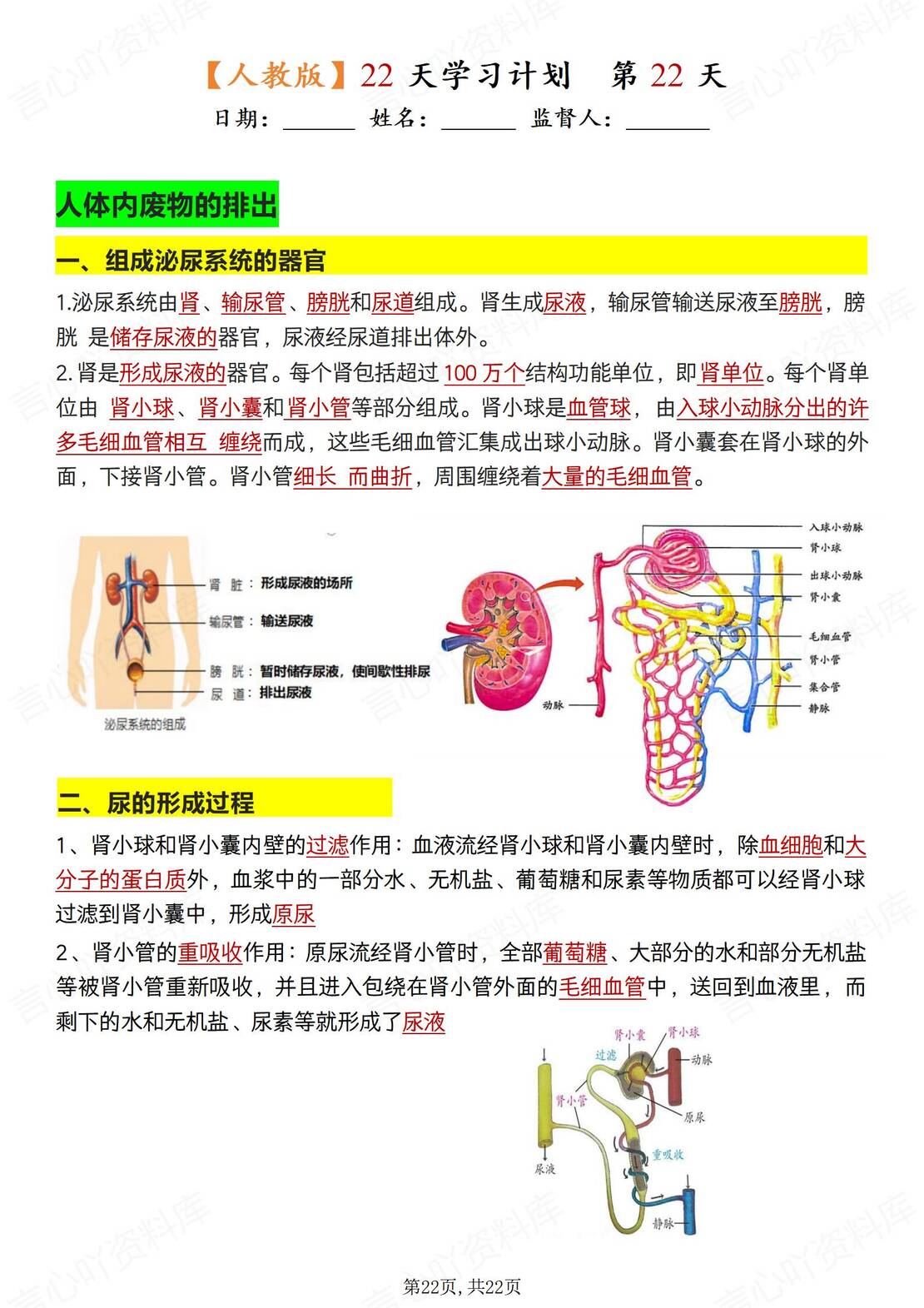 初中生物 | 人教版七下新填空默写背诵纸条插图初中生物8