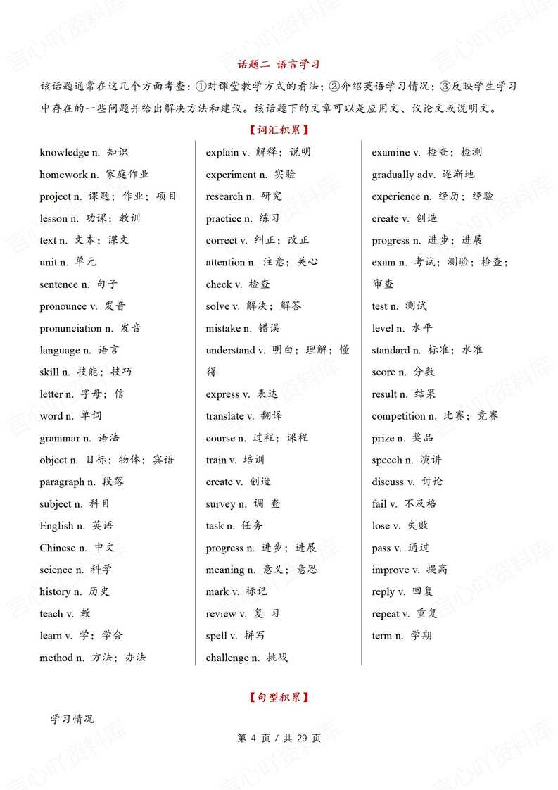 初中英语 | 14个话题分类写作词汇句型清单插图初中英语3
