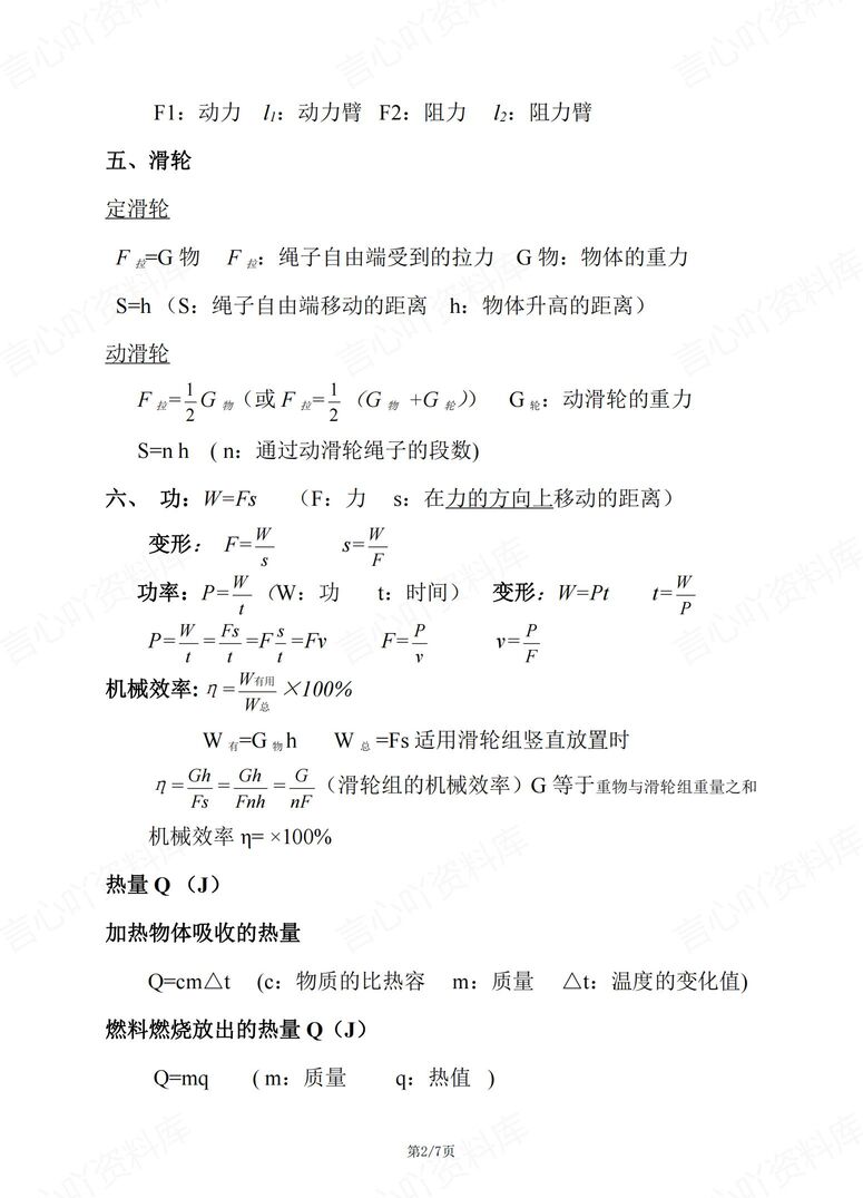 初中物理 | 中考物理常用公式及变形汇总插图初中物理1